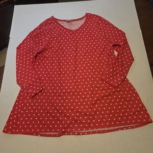 LuLaRoe Womens Red And White Polka Dot Long Sleeve Relaxed Tunic XL EUC